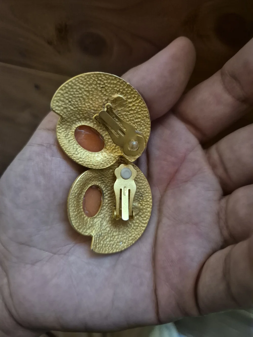 Very Rare Vintage Gold Matte Cameo Earrings